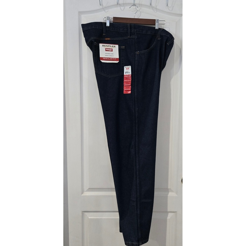 Rustler Wrangler Jeans Mens 46x32 Dark Blue NEW Regular Fit Straight Leg Denim